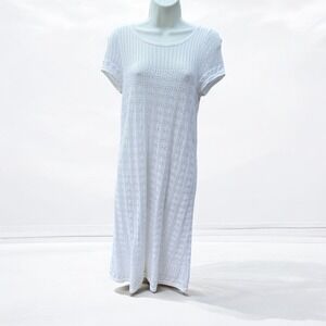 Lilly Pulitzer Knit Dress White Crochet Midi Coverup Dress Short Sleeve Size L